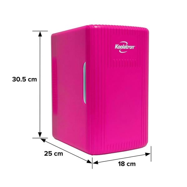 Koolatron 6L Mini Fridge 8 Can Pink Skincare Fridge for Bedroom, Desk or Travel | Portable 12V Cooler Warmer