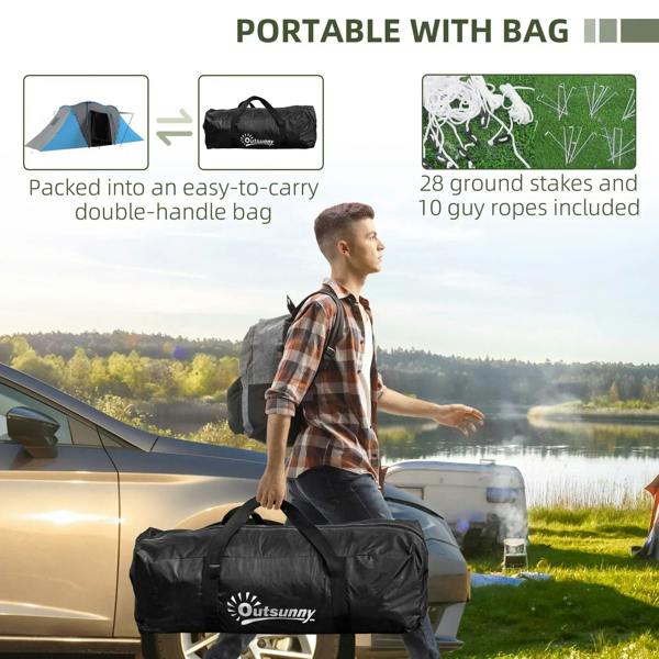 Portable camping tent carry bag with OutSunny logo and included accessories