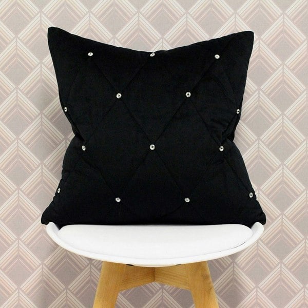 Riva Home Riva Paoletti New Diamante Cushion Cover - Black