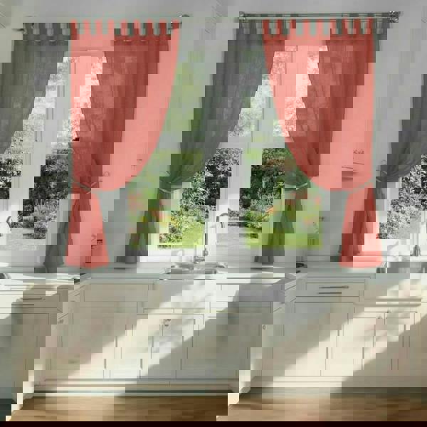 Luxury Living Voile Tab Top Curtain Pair with Crystal Tie Backs Sheer Window Panels