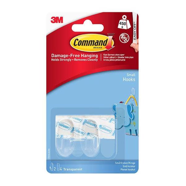 Command 17092CLR Small Clear Hooks 450g 2pk - One Colour