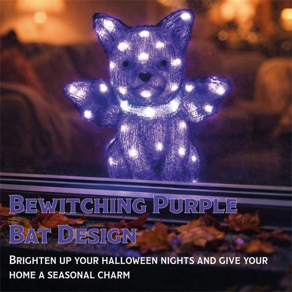 Fxlab 50L Purple LED Bat Outdoor Halloween Decoration with 5m Lead Cable BS IP20 Transformer Timer 6 18H