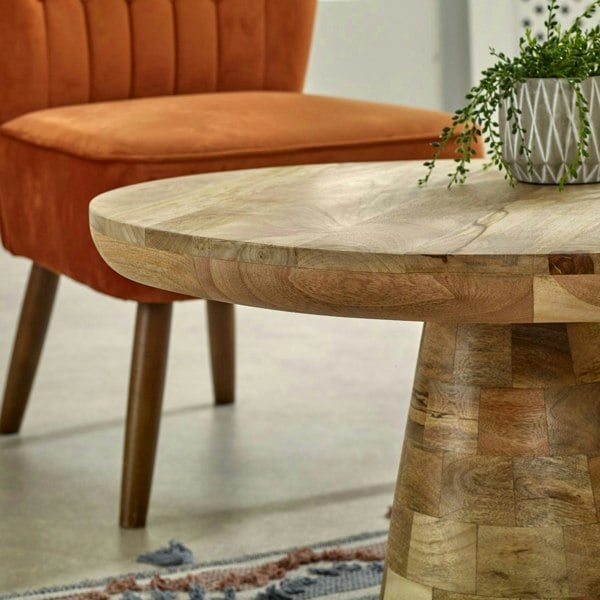 IH Design Valor Mango Wooden Round Coffee Table Mushroom Style