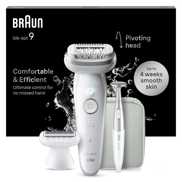 Braun Silk-epil 9, Epilator For Easy Hair Removal, Lasting Smooth Skin, 9-241 - White/Silver