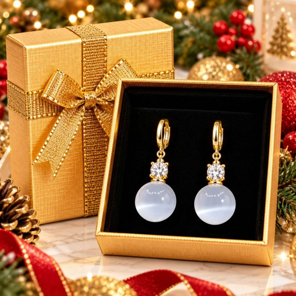 smartbies Luxury Gold Drop Earrings for Women - Gift Box – Sparkling Crystal Floral Earrings, Elegant Statement Jewellery Gift for Her