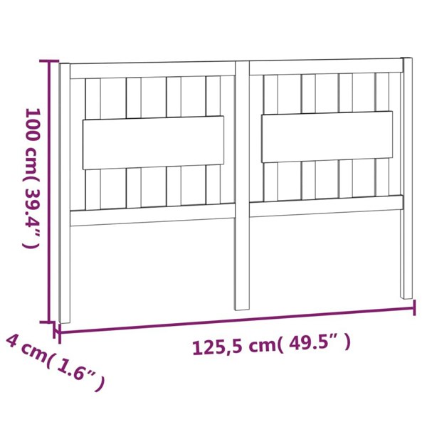 Berkfield Bed Headboard Black 125.5x4x100 cm Solid Wood Pine