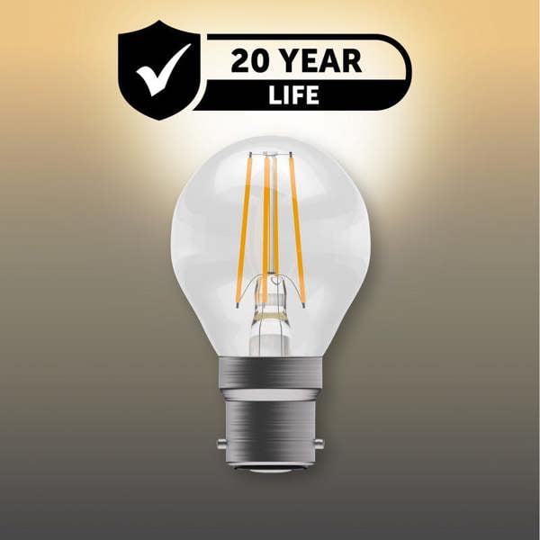 BELL Lighting B22 Non-Dimmable Filament Golf Ball LED Bulbs, 2700K Warm White , 470lm 4.5W , 40W Energy Saving Replacement