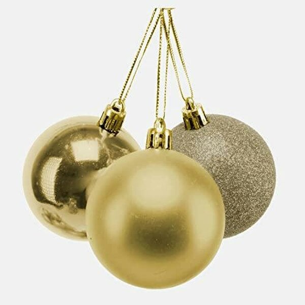 Shatchi Deep Gold Shatterproof Christmas Baubles in 3 or 6 Piece Pack Sizes for Trees and Seasonal Displays