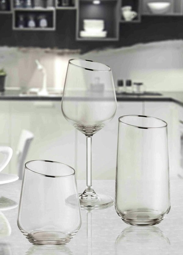 Rozi Gina Collection Silver Slanted Tumblers (Set of 6)