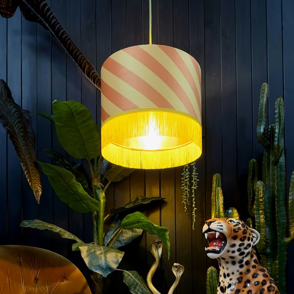 Love Frankie Marmalade Helter Skelter Velvet Lampshades With Gold Foil Lining and Fringing