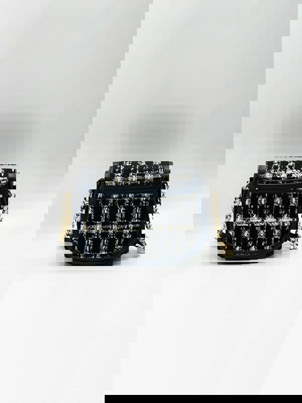 SVNX Knit Check Shoulder Bag in Black White