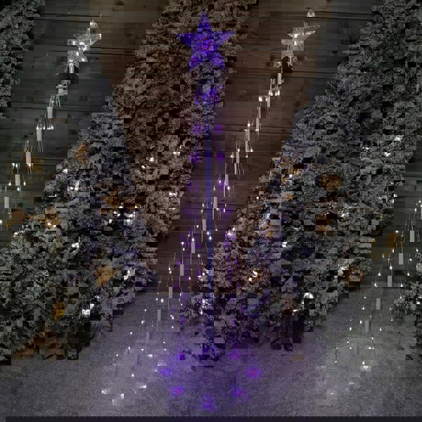 Samuel Alexander 150cm (5ft) White Metal Maypole Tree with 106 Rainbow LED Wire Lights and Remote