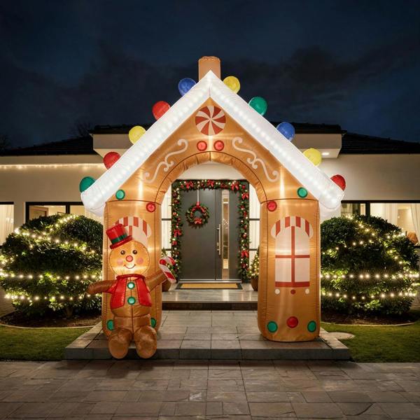 Garden Greatness 9.5ft Inflatable Gingerbread House Archway
