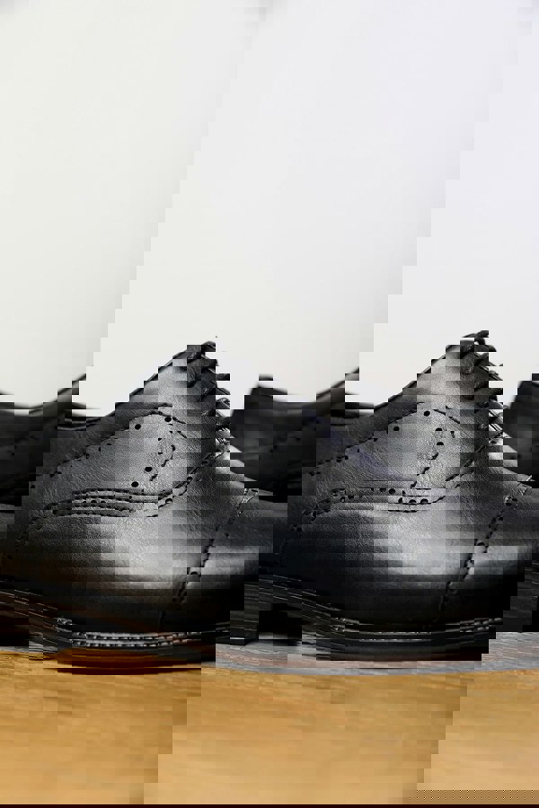 Where's That From Michael Textured Oxford Lace Up Work Dress Shoes in Black Faux Leather