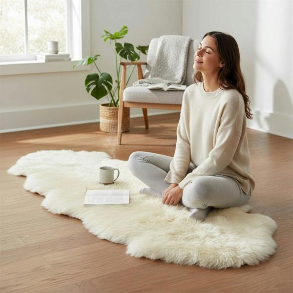 Infinity Leather Genuine Sheepskin Double Natural Fluffy Silky Soft Real Wool Rug