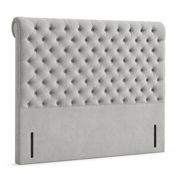 Great British Beds Sleigh Headboard - Silver Plush