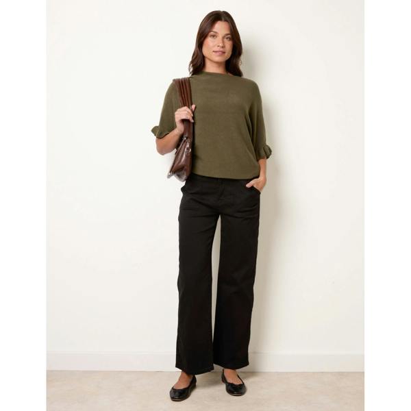 Blue Vanilla Knitted Frill Sleeve Batwing Jumper
