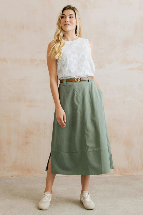 Lily & Me Estuary Midi Skirt Laurel Green