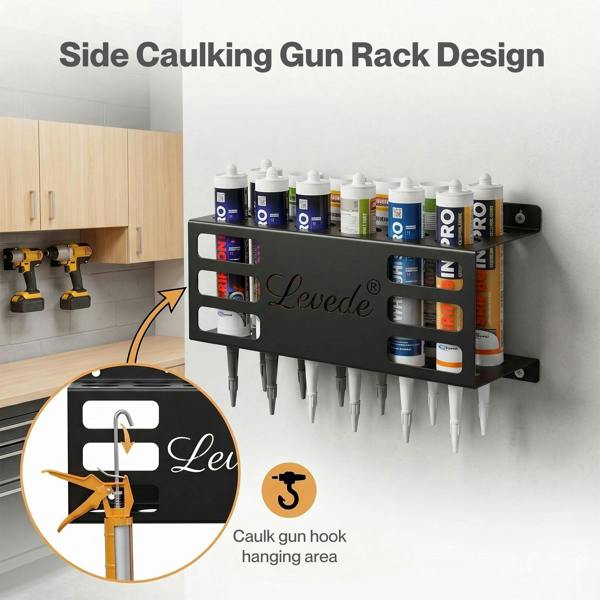 Levede Silicone Tube Holder 12 Hole Carbon Steel Wall Mount Garage Van Black