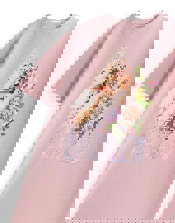 Wicked Womens Pink Floral Glinda Short Sleeved T-Shirt