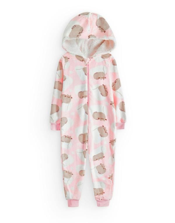 Vanilla Underground Pusheen Girls Pink All-Over Print With Novelty Ears Onesie