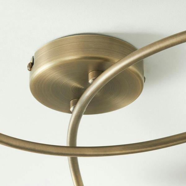 Pagazzi Lighting Jaymie 3-Light Antique Brass Semi-Flush Ceiling Light