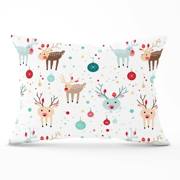 Warren Reed Happy Reindeer With Christmas Lights Cushions