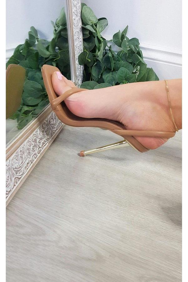 Lucinda Faux Leather Strappy High Heels - Mocha