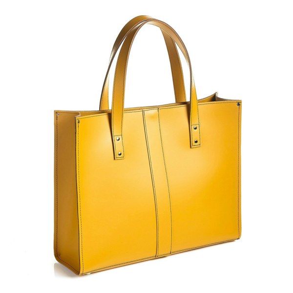 Zatchels Handmade Leather Shopper - Yellow Ochre