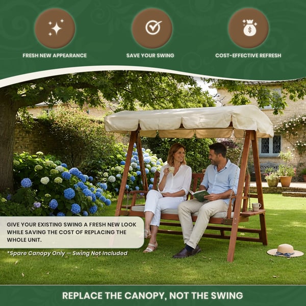Spare Canopy for 2 Seater Garden Swing Seat or Hammock in Choice of Colours, 180gsm Polyester Shower-Proof Replacement Cover