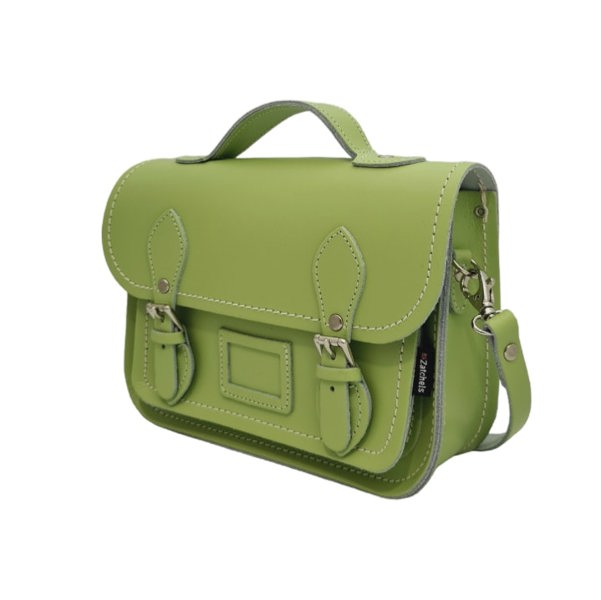 Zatchels Leather Midi Satchel - Grass Green