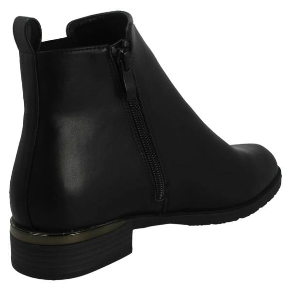 Spot On Ladies Spot On Low Heel Wide Fit Elastic Gussest Zip Ankle Boots F51195