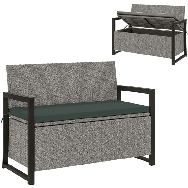 RattanLoveseat with Built-in Coffee Table