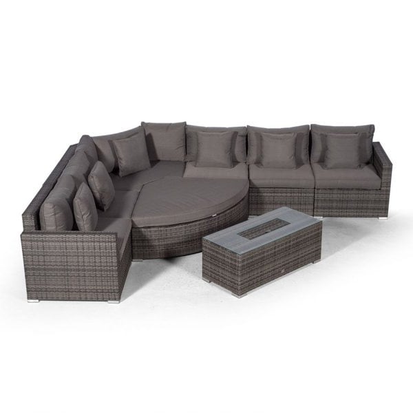 Giardino Santorini L Shape Modular 6 Seat Rattan Corner Sofa Set With Large Drinks Cooler Coffee Table & Daybed Ottoman