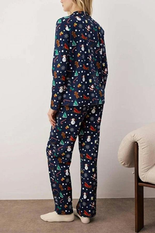 WOVCOR 2-Piece 100% Cotton Christmas Themed Knit Pajama Set
