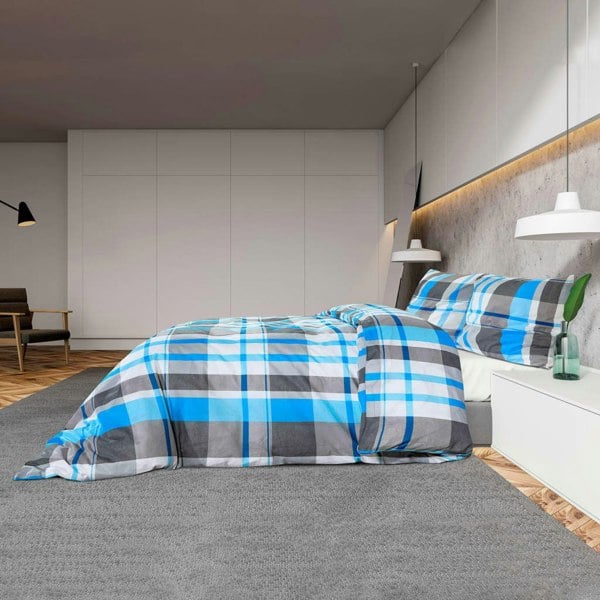 Berkfield Duvet Cover Set Blue and Grey 200x200 cm Cotton