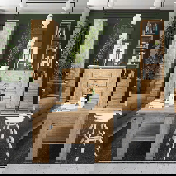 Furniture To Go Fribo Tall Narrow 3 Drawer Bookcase in Oak