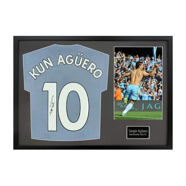 Sergio Agüero Signed Manchester City Shirt Classic Frame