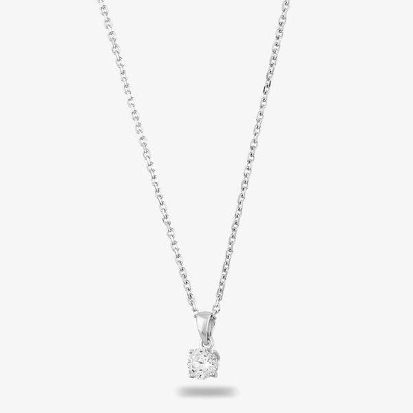 Starbright Silver 6mm Four Claw Cubic Zirconia Pendant E2768P-6M 3A