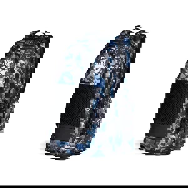 Arena All Set 45L Backpack with geometric pattern and mesh pocket