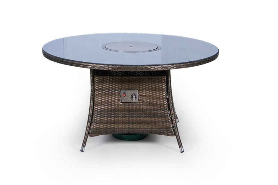 Giardino Arizona Fire Pit 6 Seater Round Rattan Dining Set