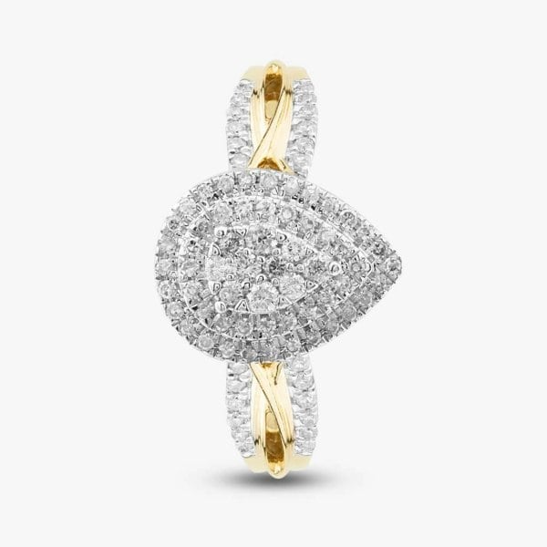 T. H. Baker 9ct Yellow Gold 0.50ct Brilliant Cut Diamond Shoulder Set Cluster Ring THR38311-50NJ(YG)