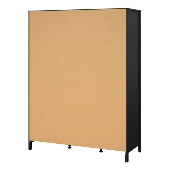 Wyld Haus Wildberry Matt Black Wardrobe 3 Doors Leather Handles