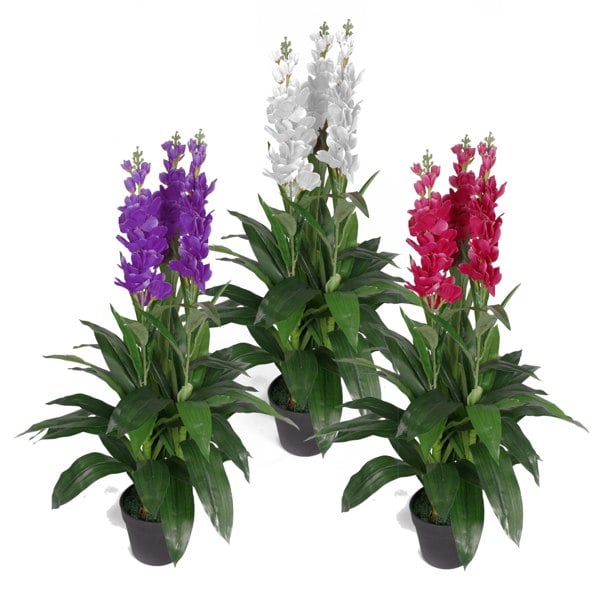 Leaf 100cm Artificial Cymbidium Orchid Plant - Extra Large - Purple Flowers