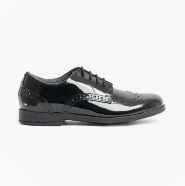 Start-Rite BROGUE PRI Girls Leather Lace Up School Shoes Patent Black