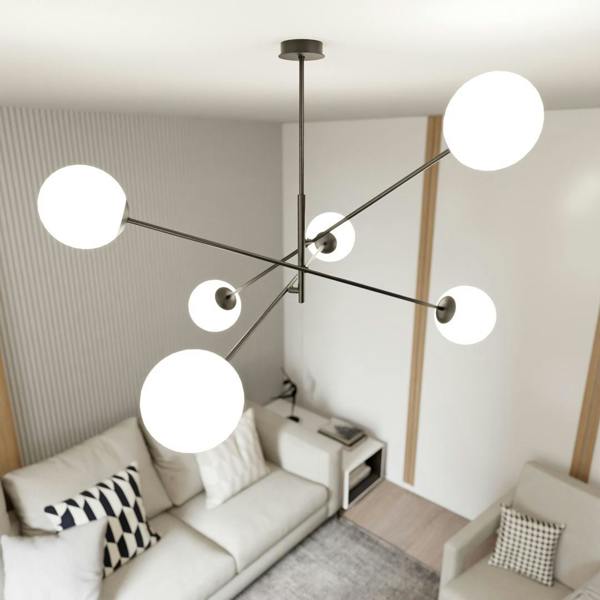 Emibig LINEAR Pendant lamp 6 x E14 Black with White Shade