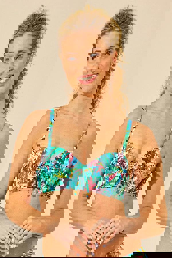 bright floral underwired frill bikini top