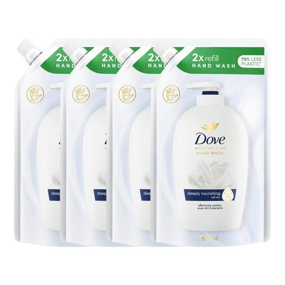 Dove Moisturising Hand Wash Eco-Refill 500ml, Deeply Nourishing 4 Pack