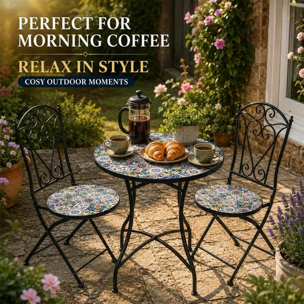 60cm Lisbon Mosaic Bistro Set image 7