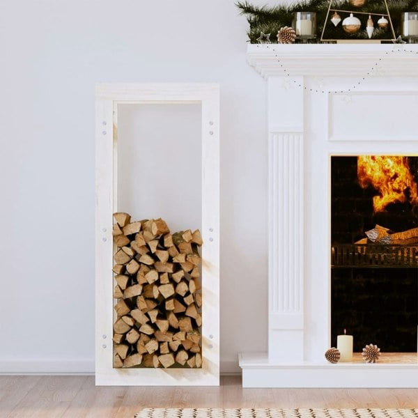 Berkfield Firewood Rack White 41x25x100 cm Solid Wood Pine